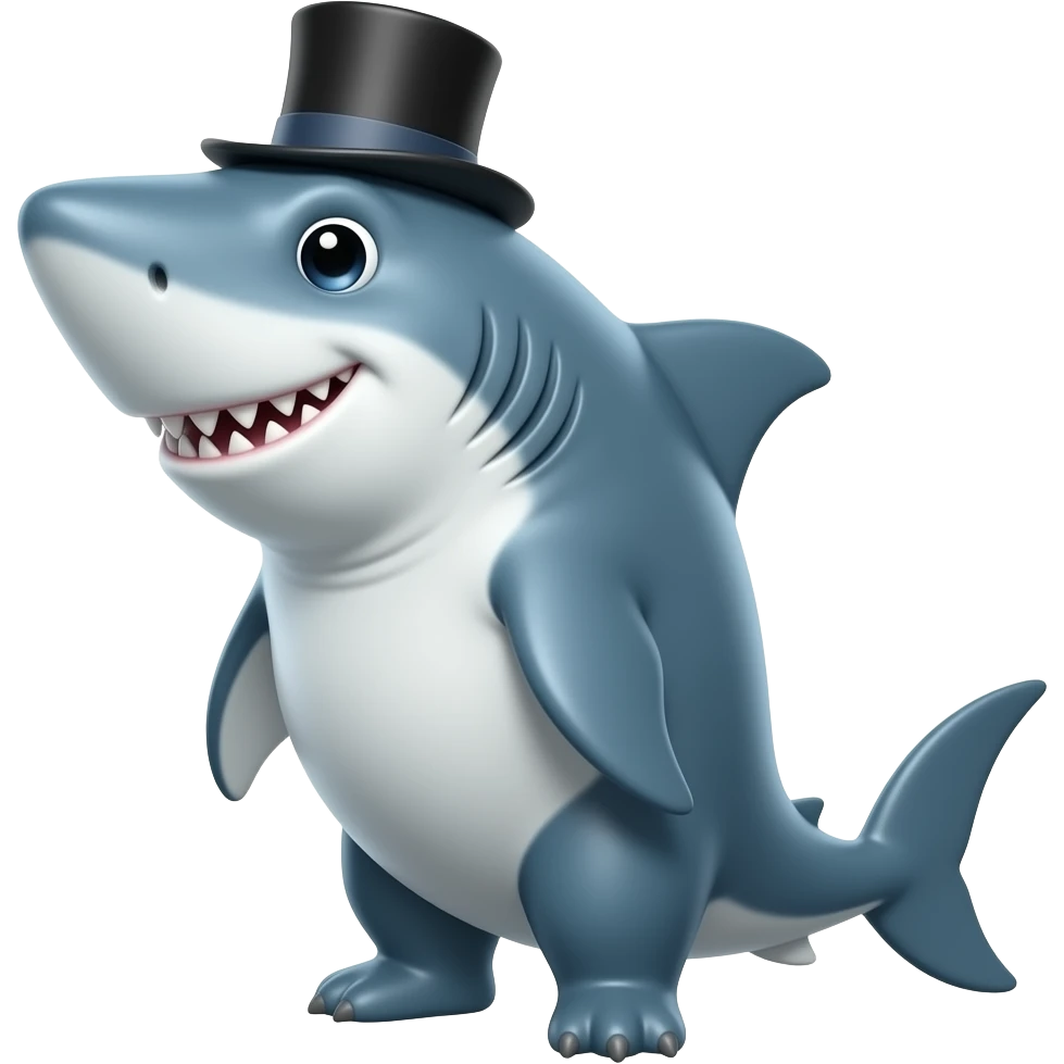 Shark with a top hat emoji