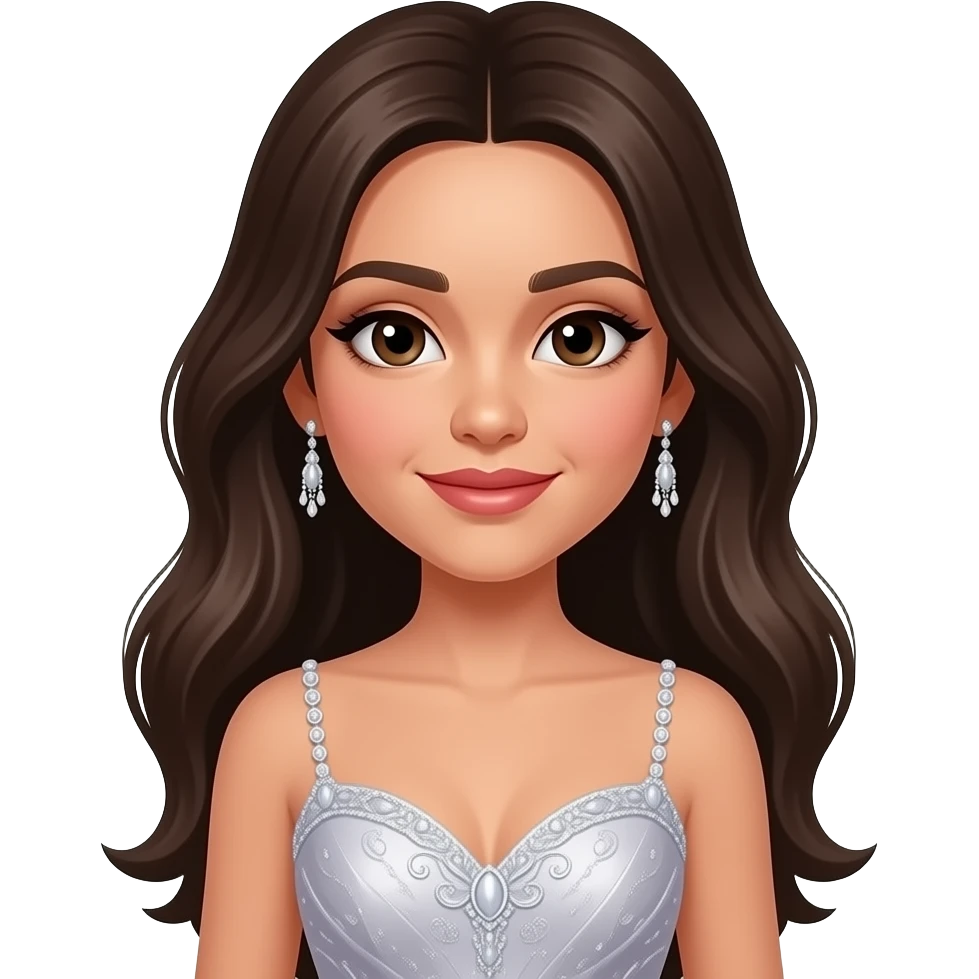 Isabella semenzaio teen girl. Spanish girl with long brow-black hair. She has a beautiful prom dress, a lot of make up and a nice hair style emoji