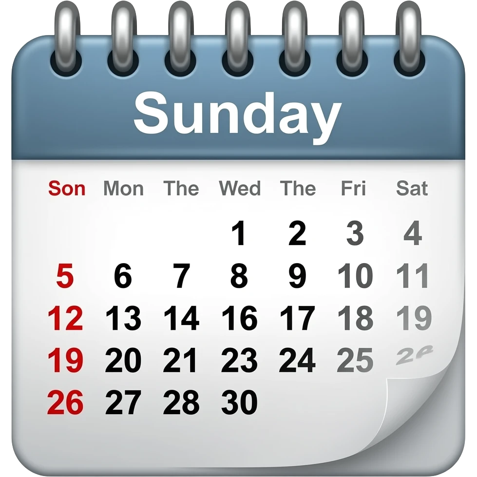 in calender sunday want to mention without any numbers remove dates in calnder too remove numbers in calender. i just wat sunday in calender remove other day dates in calneder emoji