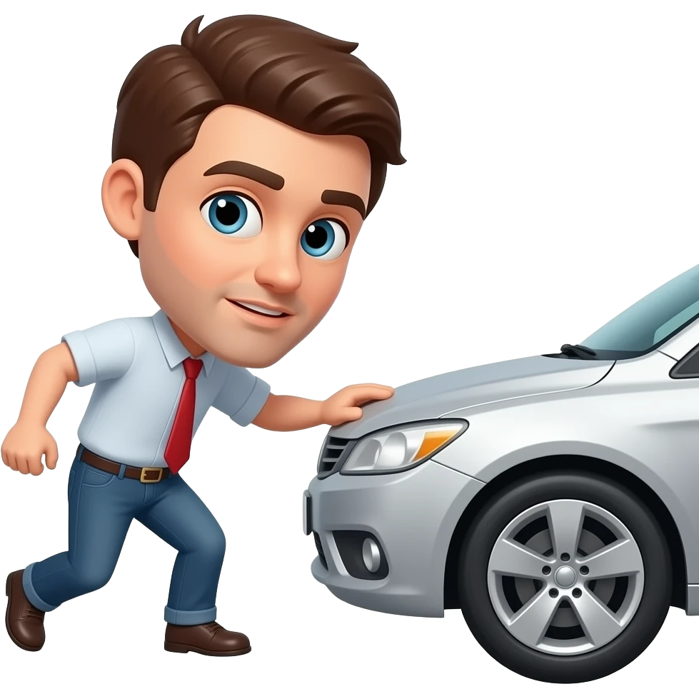 A car hitting a person and adding 10 points in the background emoji