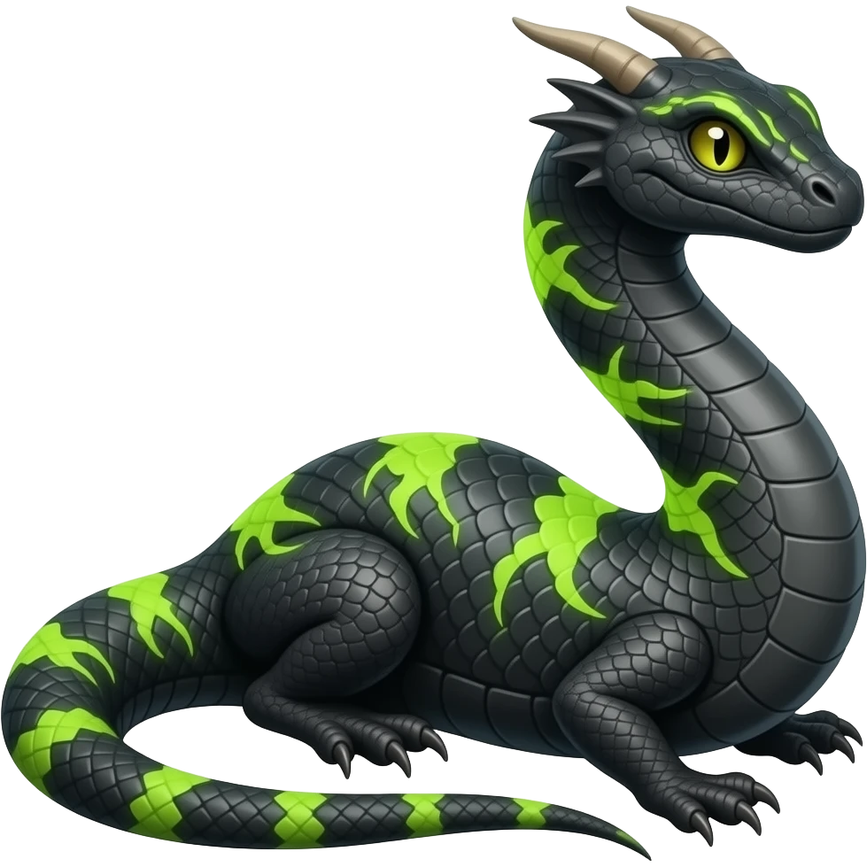 Cool edgy ancient black-scaled with neon-colored stripe markings emoji