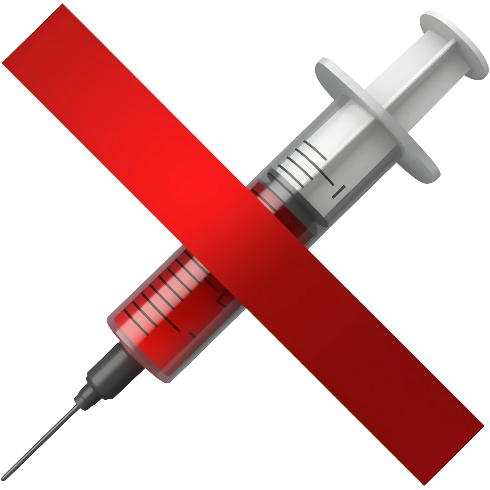 a syringe with a red X over it emoji