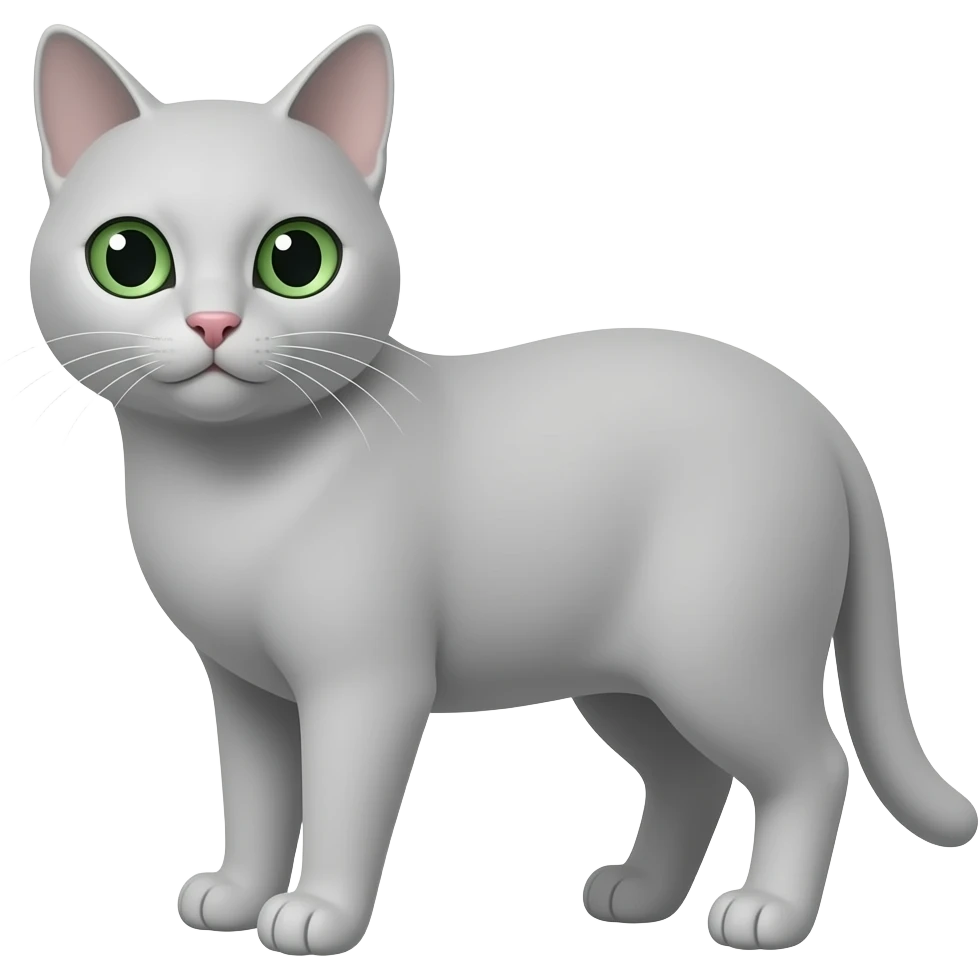 A pure light gray cat with green eyes, a pink nose. No white, no stripes. emoji