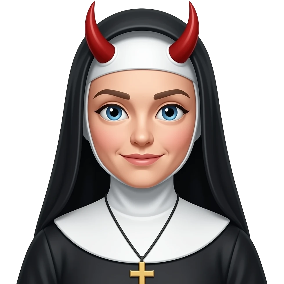 chcę emotkę demona ubraną w strój zakonnicy emoji