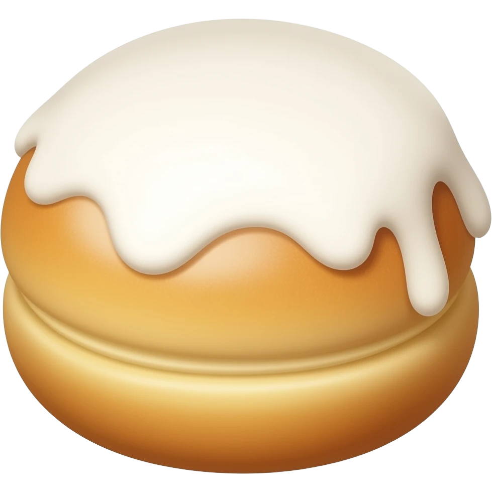 Round Sweet bun with a white icing glaze on top emoji