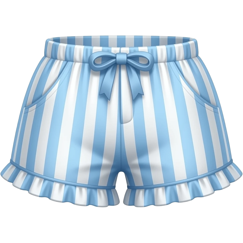 girly and cute realistic blue and white pyjama shorts with ruffles emoji