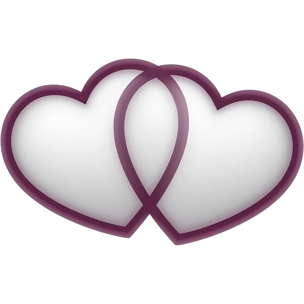 two outlined hearts connected. emoji