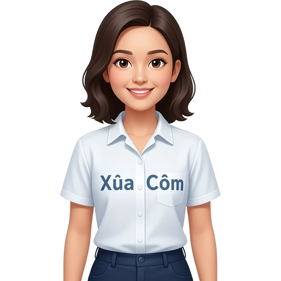 Create a Thái woman wearing Xửa Cóm shirt with whole body emoji
