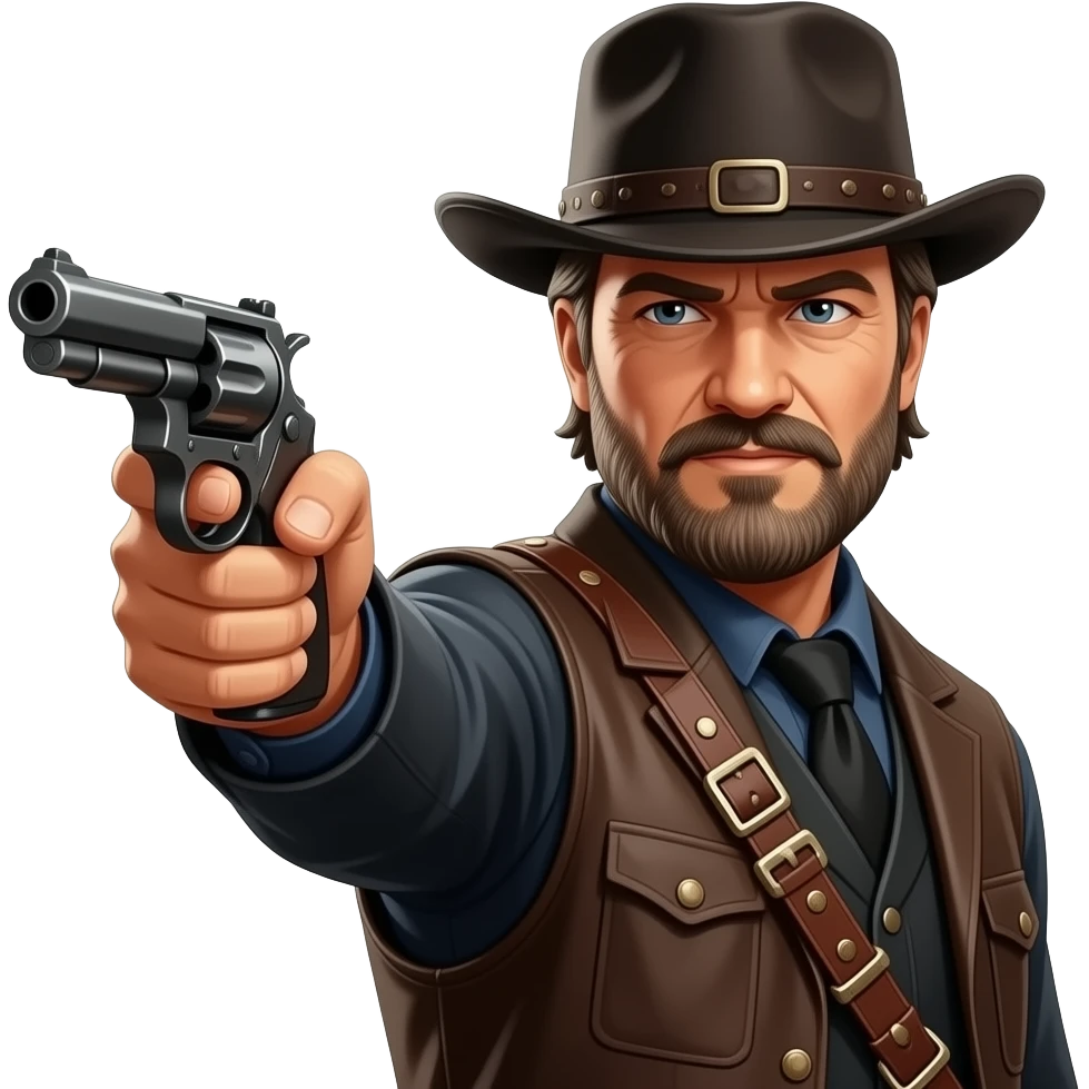arthur morgan realismo no emoji  red dead redemption 2 apontando uma pistola emoji