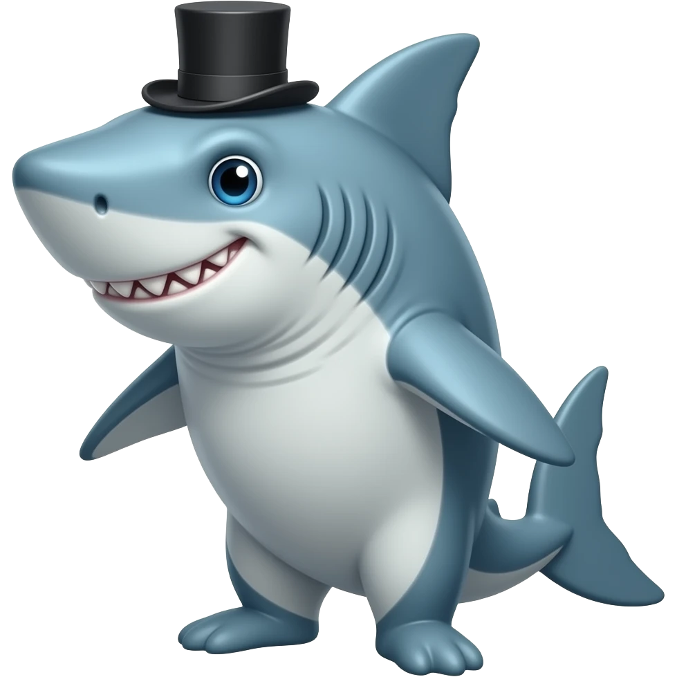 Shark with a top hat emoji
