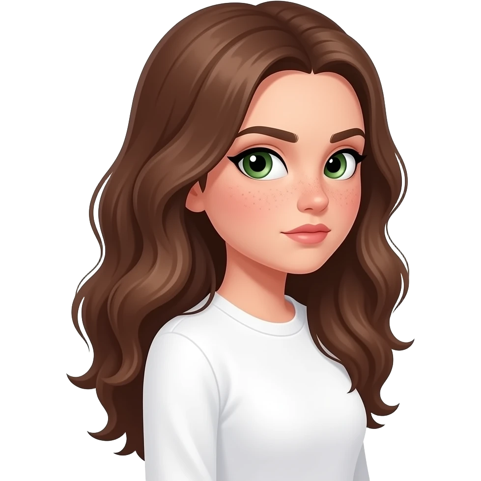 very visible judgmental side-eye meme by Brown wavy long haired with green eyes cute face with freckles pretty girl in cute  white top with long sleeve and soft collar, side view, strong face expression emoji