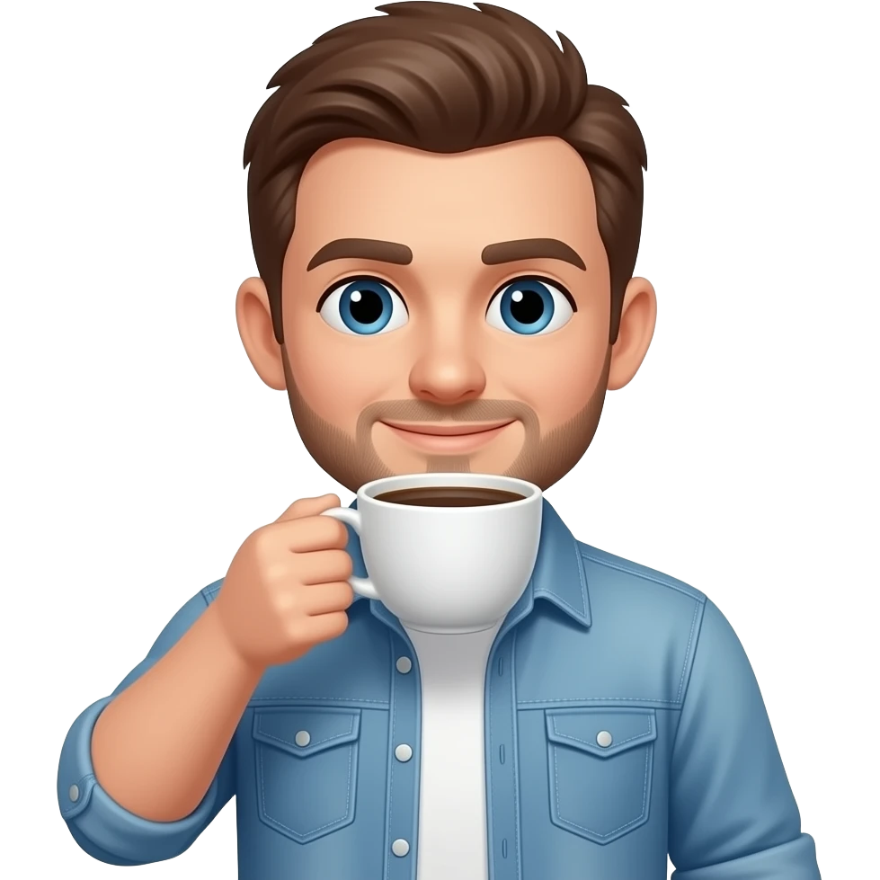 Guy having a coffee emoji
