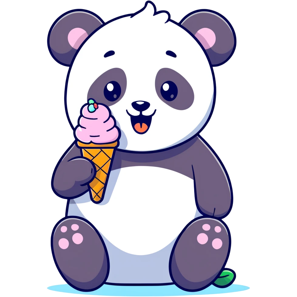 Panda eating ice cream emoji