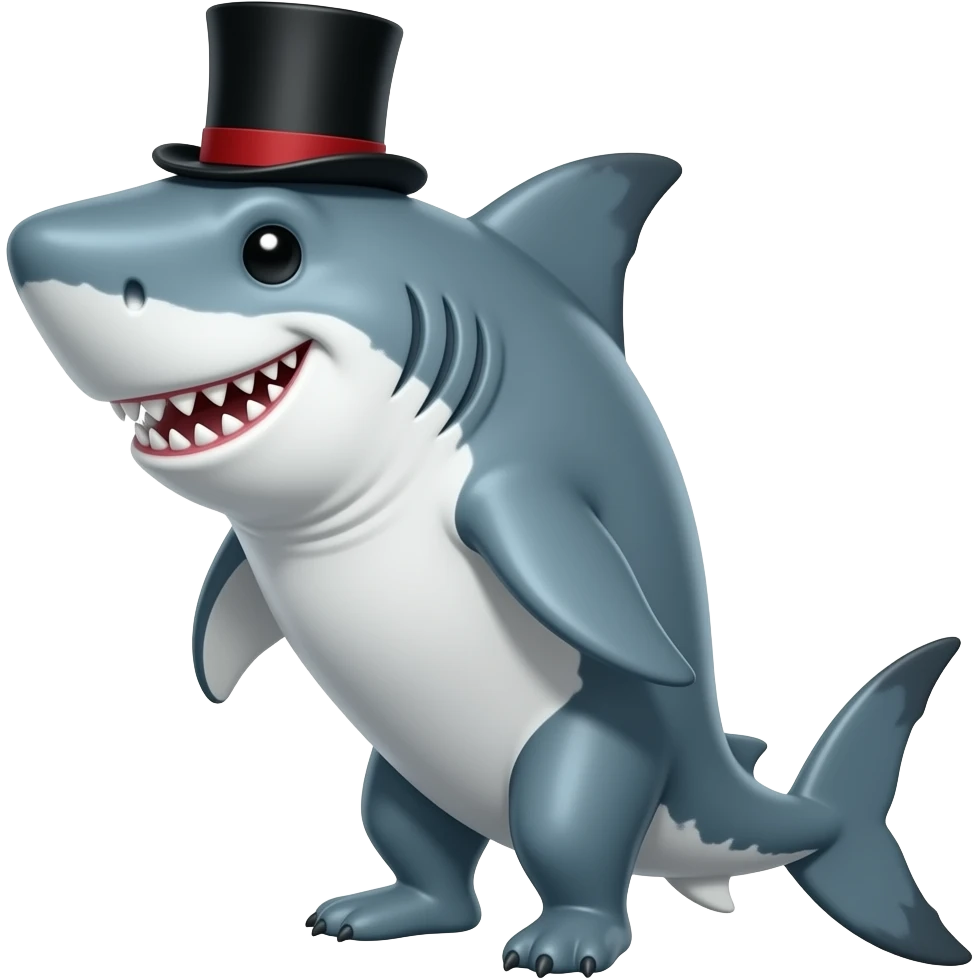Shark with a top hat emoji