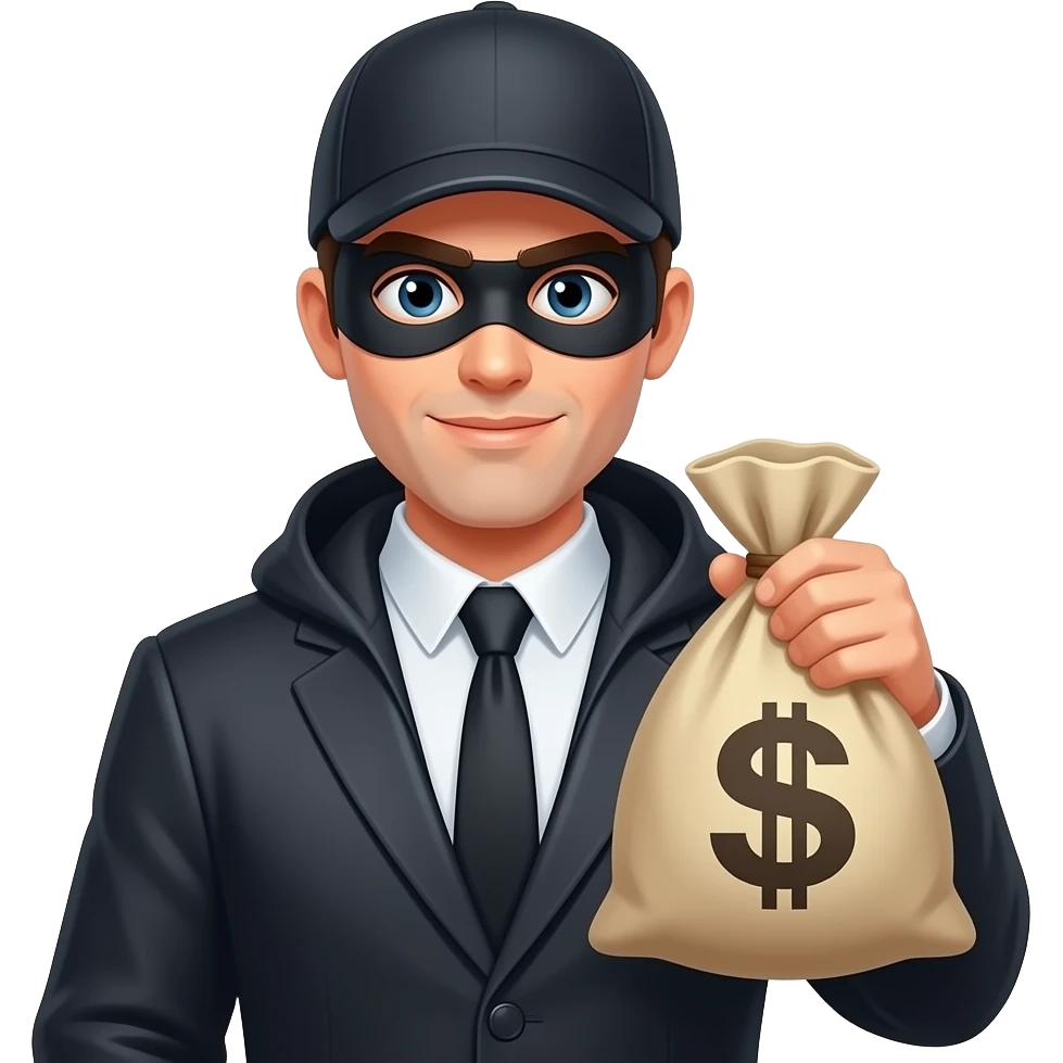 Create a robber emoji that is holding a money bag emoji