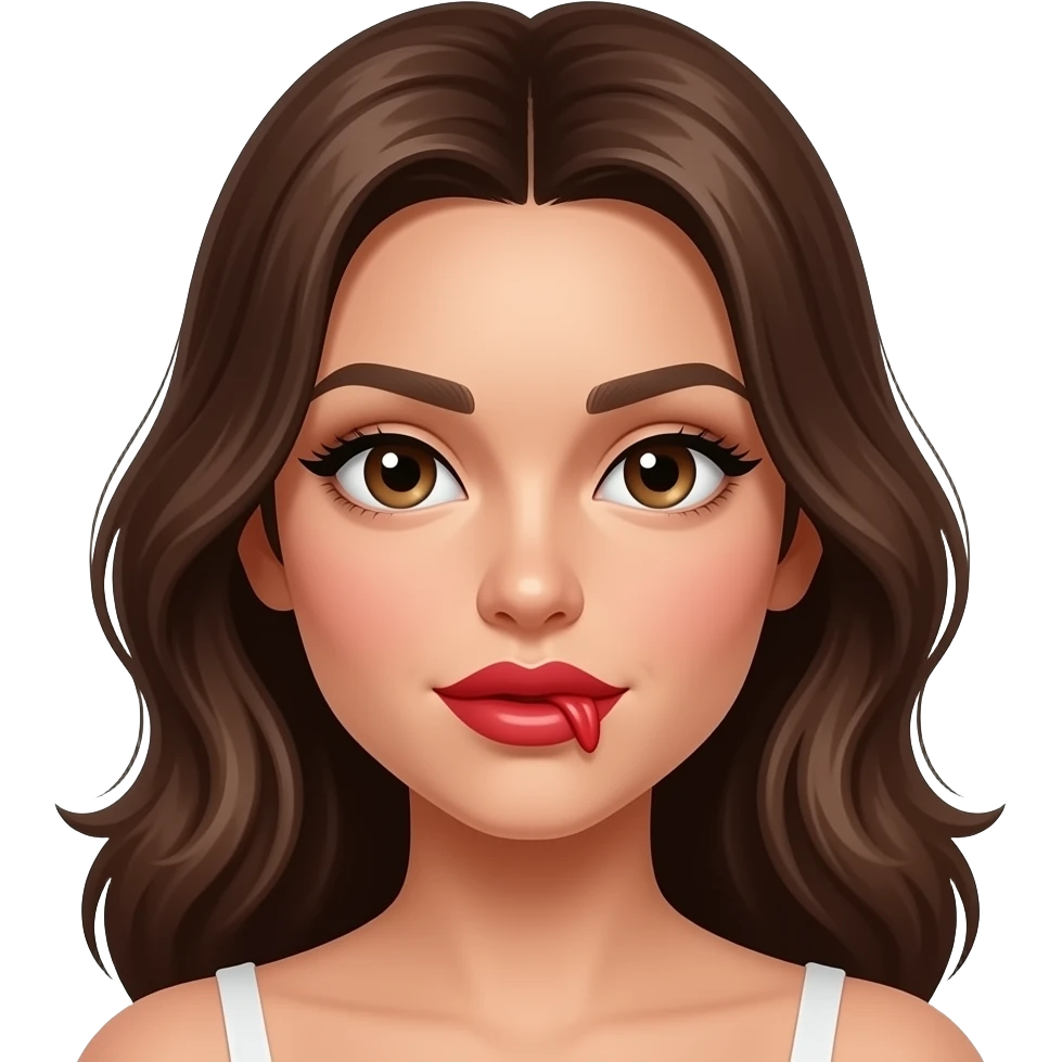 Sexi mujer mordiéndose los labios. Y con un pintalabios rojo cerca de los.labios 💄 emoji