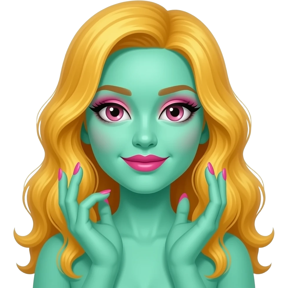A Seafoam Green Squid who Wear pink Eye makeup And magenta Lips and ...
