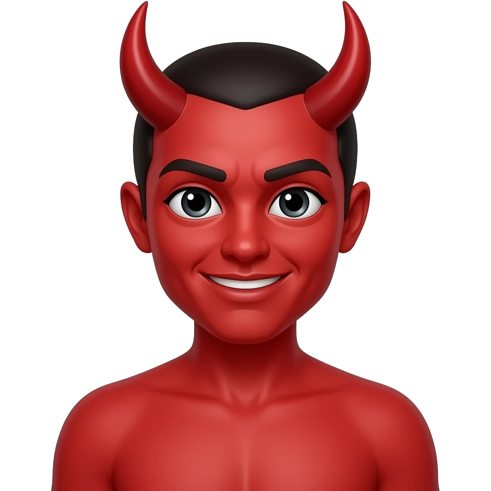horned red devil, half bod emoji