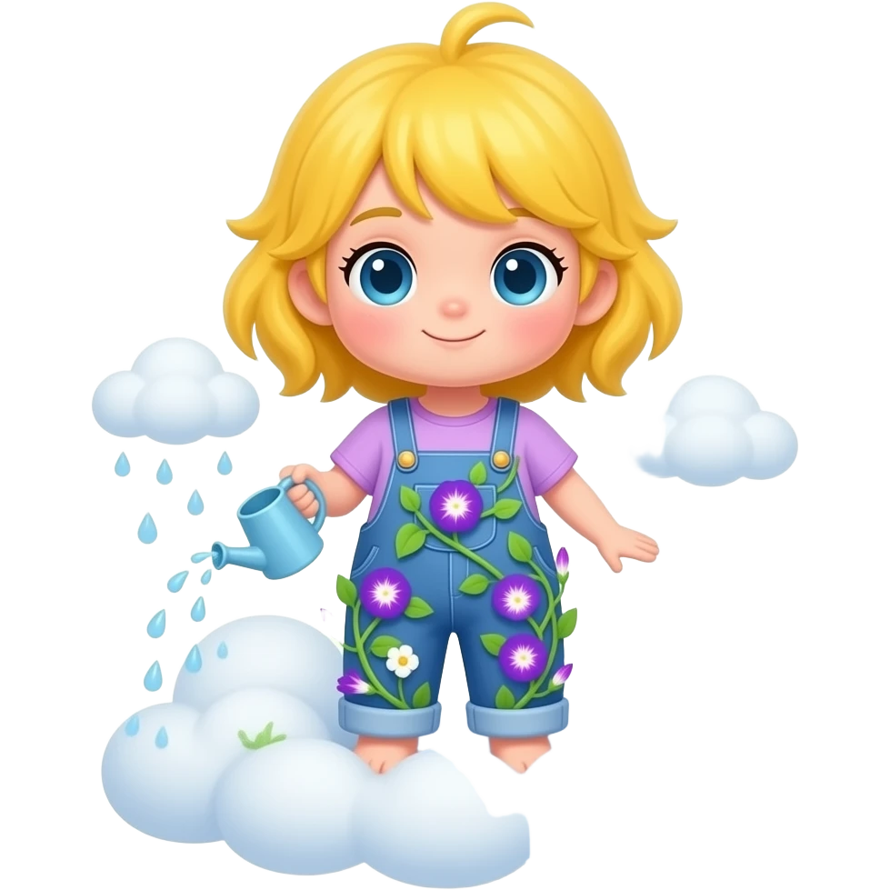 A chibi girl from a greenhouse in the clouds, full body, soft orchid ...