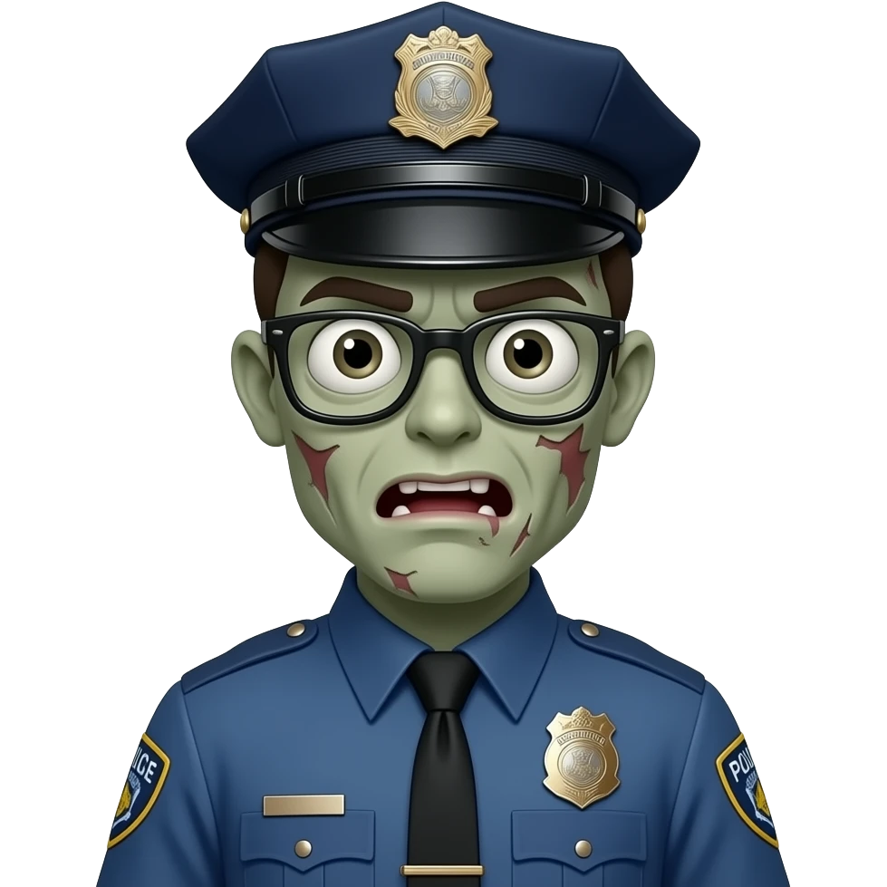 zombie Police With glasses wearing blue uniform emoji