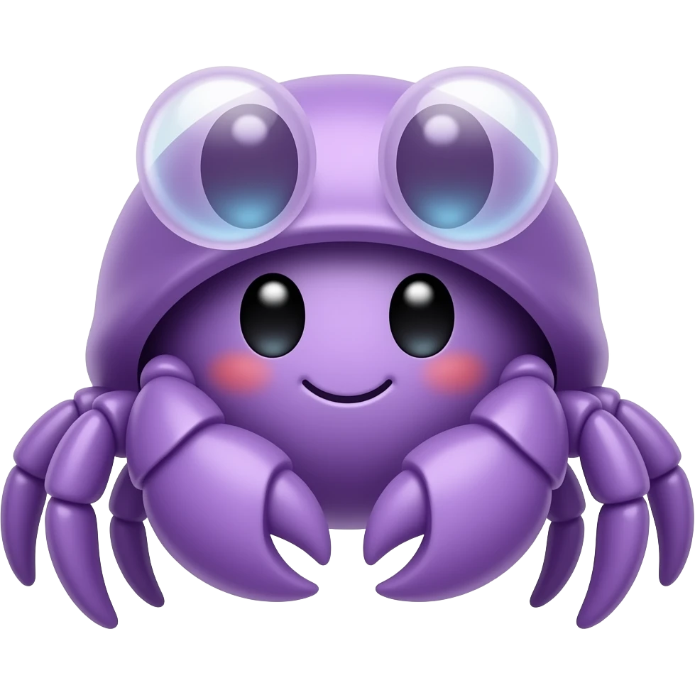 Cute purple hermit crab with emoji