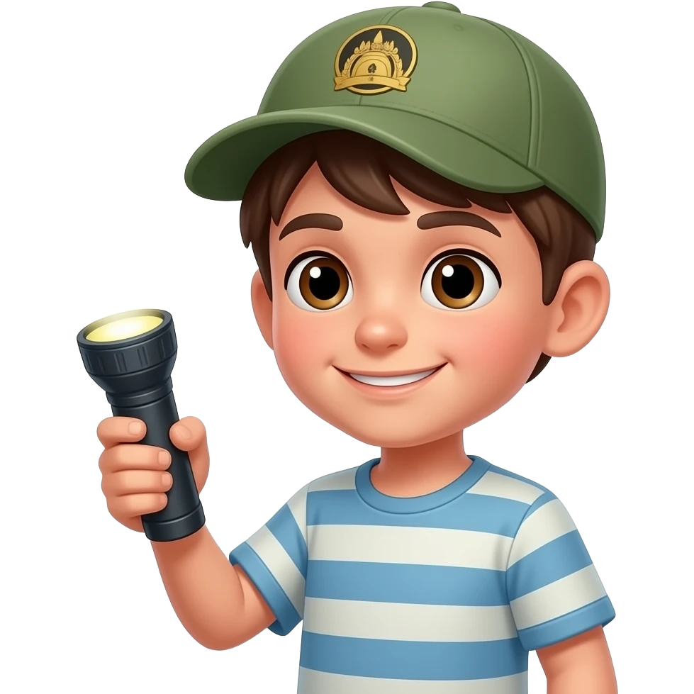 👦🏻🧢 + 🖐🏻🔦 emoji