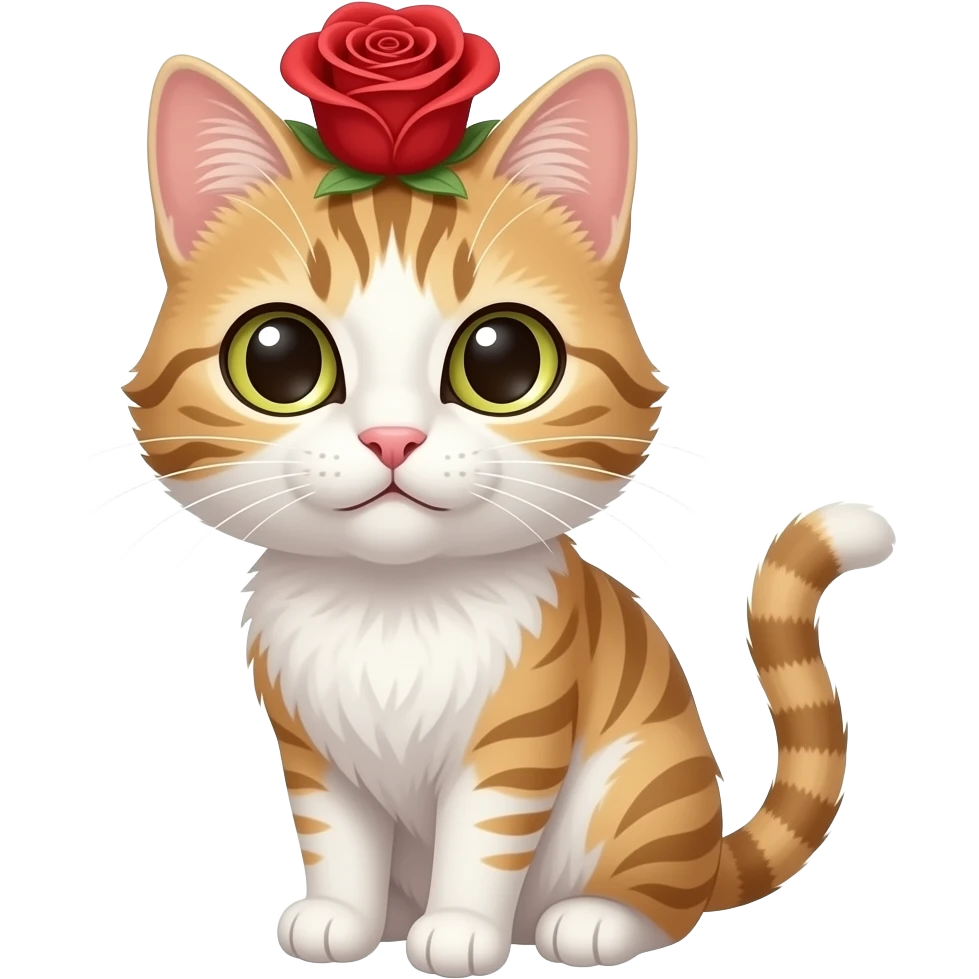 Dame un gato con una flor en la cabeza una rosa emoji | AI Emoji Generator