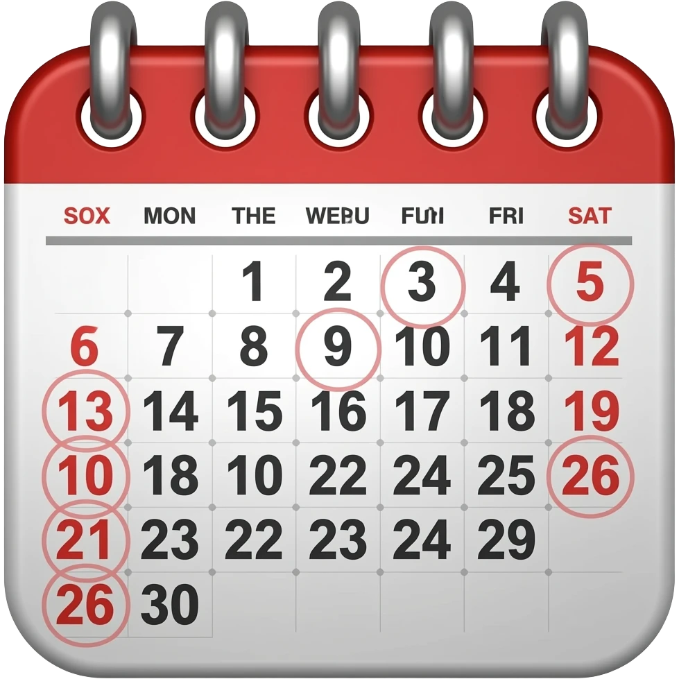 calendar with 7 circled emoji