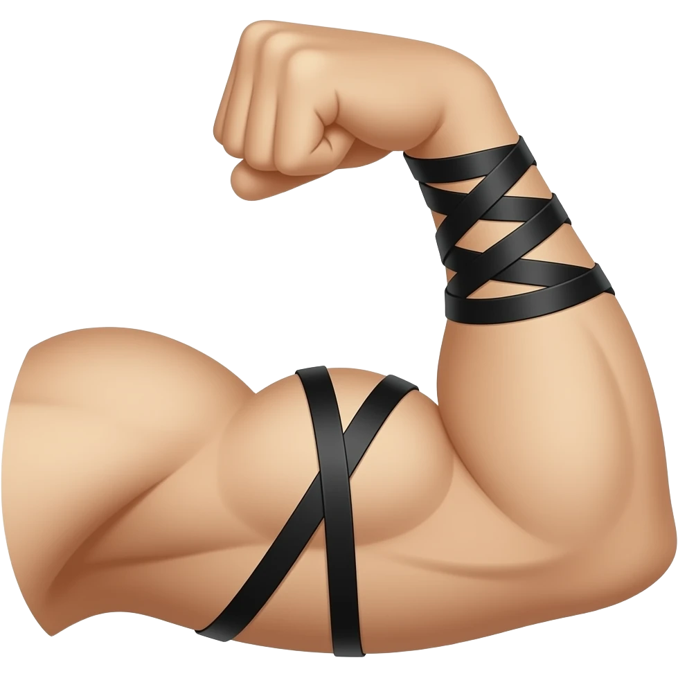 Flexed bicep with black tefillin wrapped around the arm 💪➰⬛️ emoji