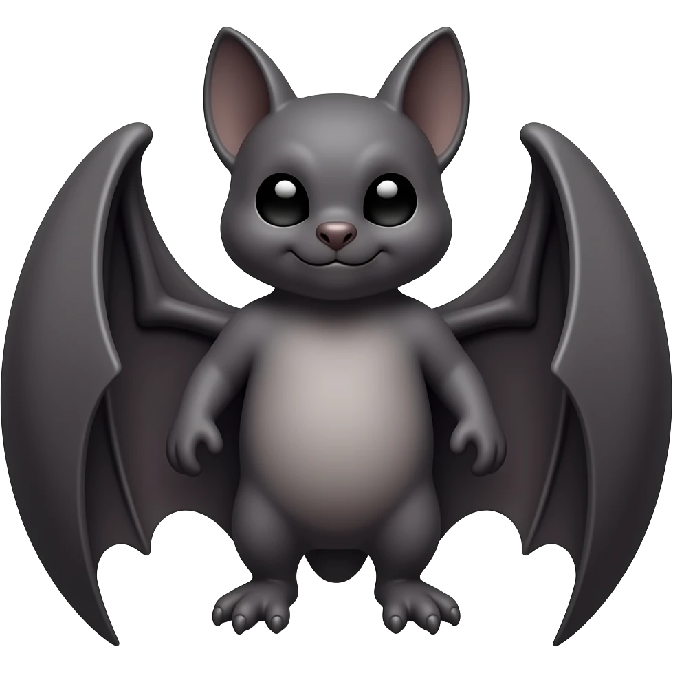 Create high-quality glossy emojis with a vibrant modern style.Make the emojis look premium, shiny, and eye-catching with bright highlights, smooth gradients, soft reflections, and glowing details. Bat emoji emoji