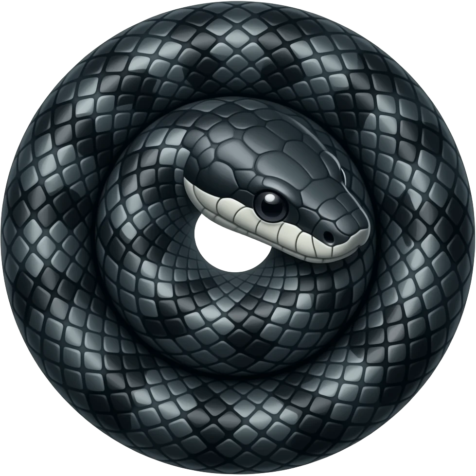 Coiled in a spiral loop black python emoji