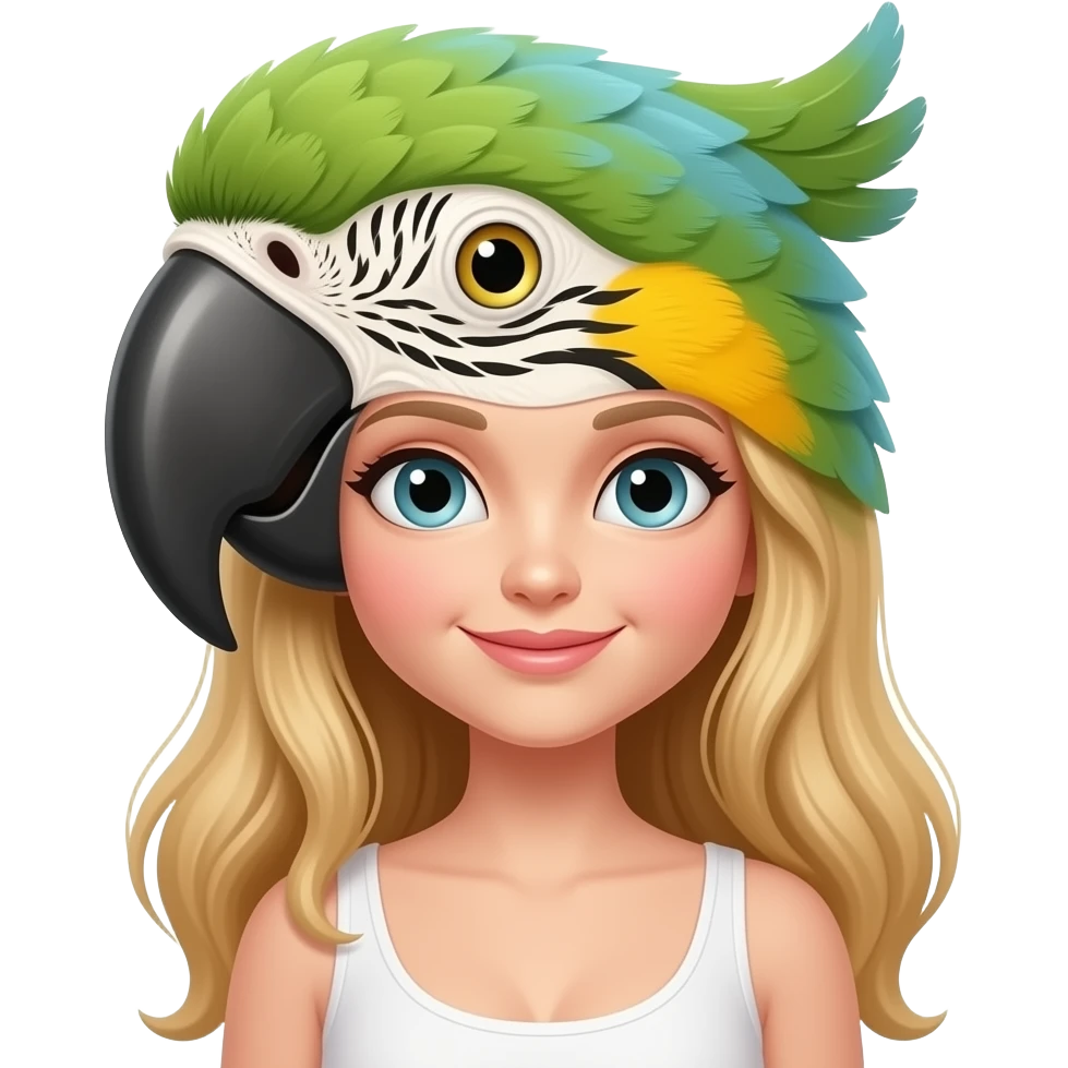 Parrot head with cute woman  human body emoji