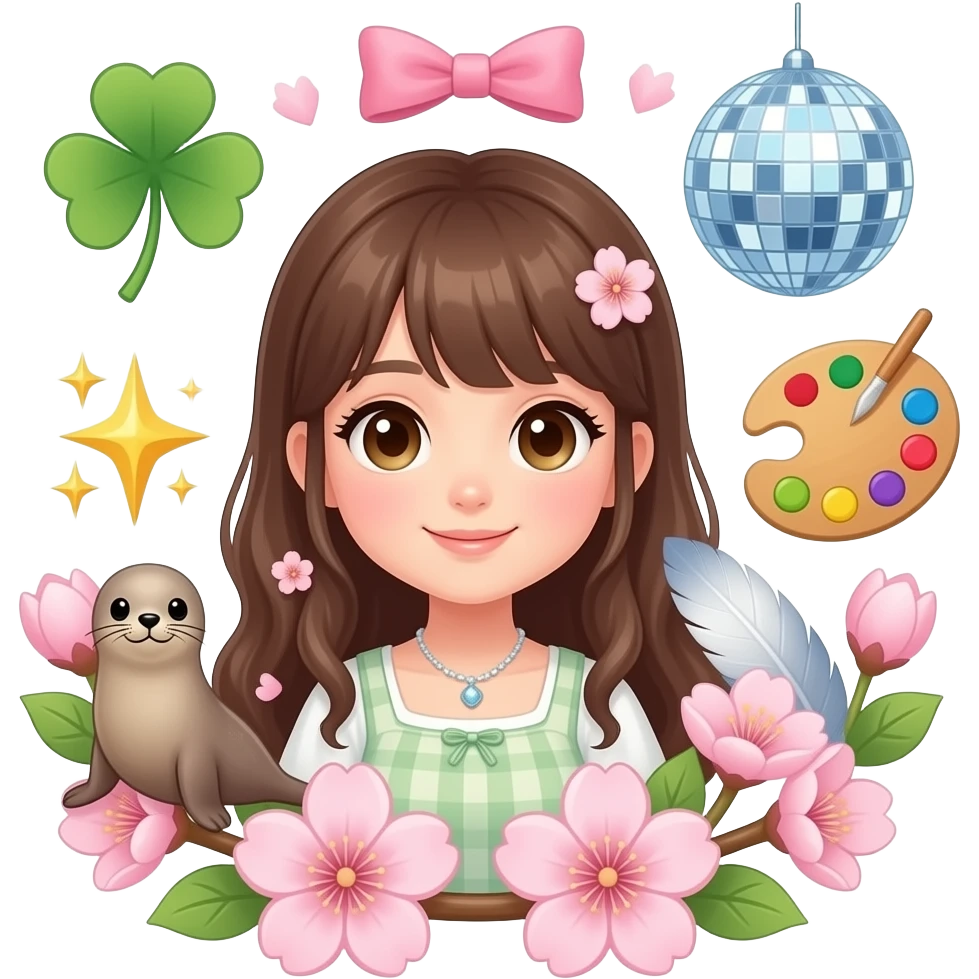 👧🦭🌸☘️🌟🎀✨️🪩🎨🪽 emoji