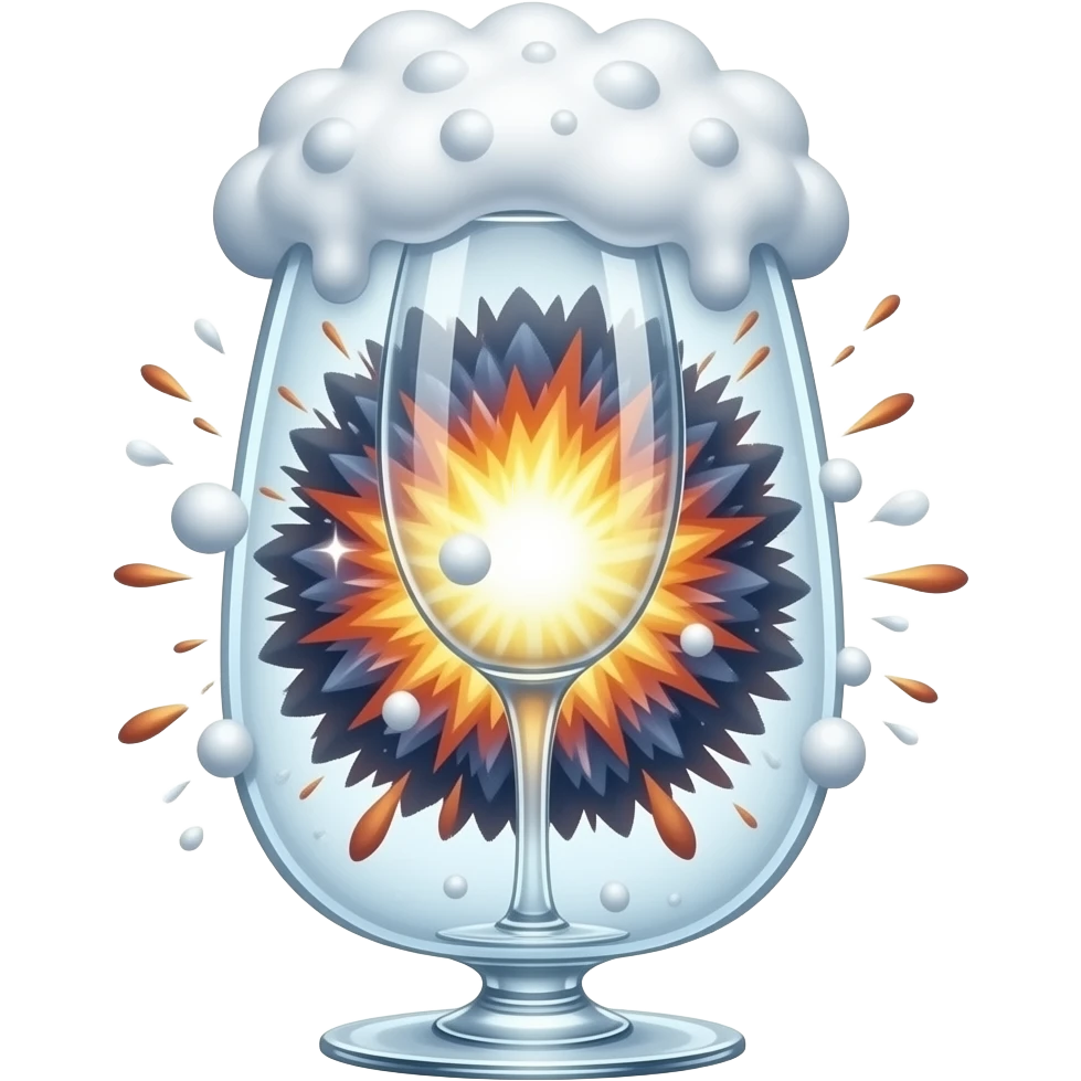 Hyper-realistic, Supernaova inside a champagne glass, cinematic lighting, Ultra real emoji
