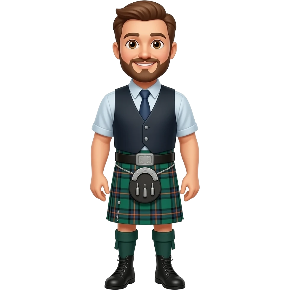 Happy man wearing kilt full length emoji