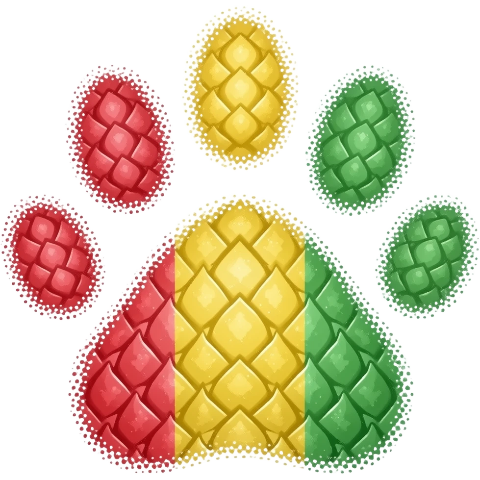 Pangolin paw stamp red and yellow and green emoji