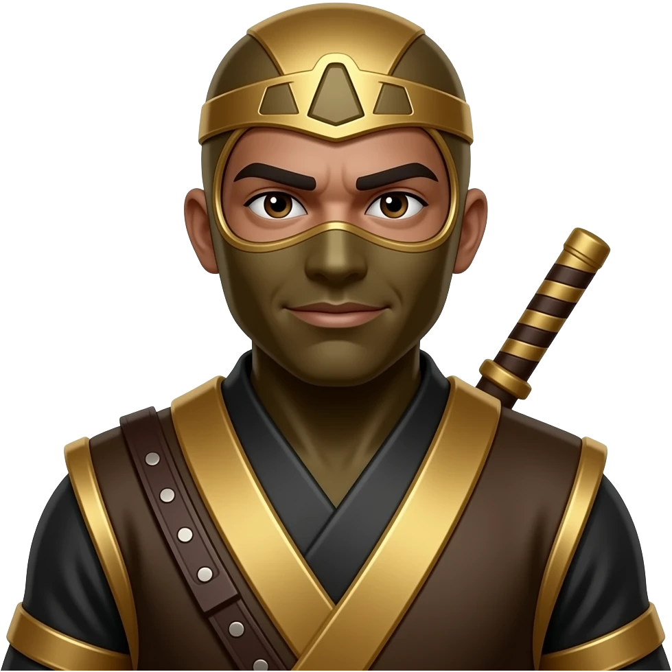 Golden ninja emoji chest and up and brown skin emoji