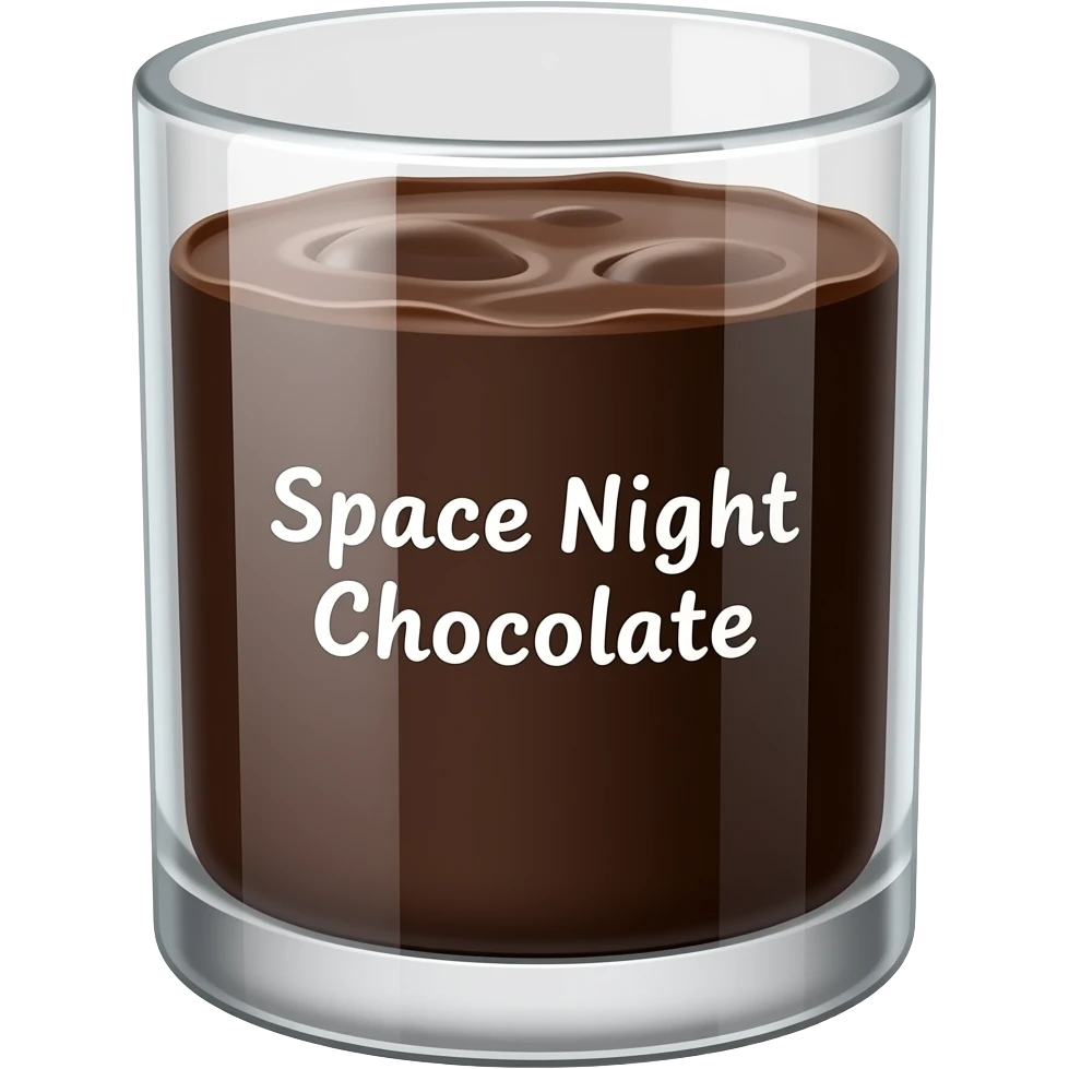 ein glas mit Schokolade mit der Aufschrift Space Night Schokolade emoji