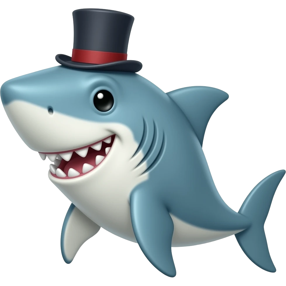 Shark with a top hat emoji