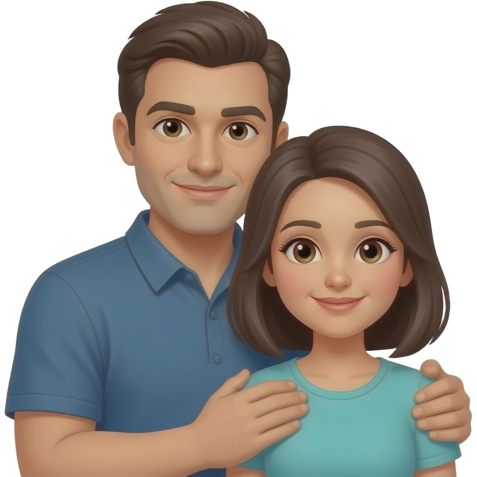 serious man protecting humble woman emoji