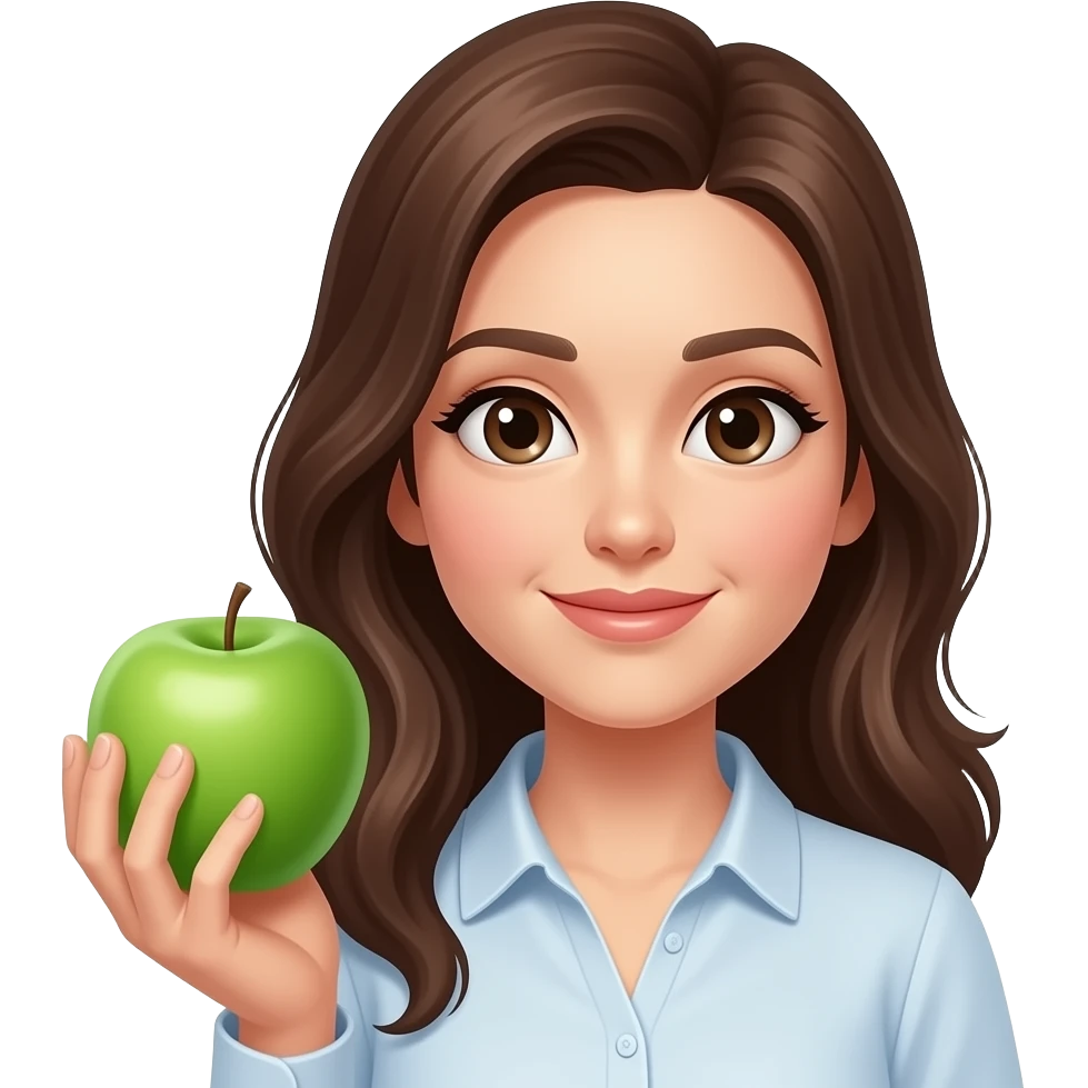 elinde yeşil elma olan kadın emoji