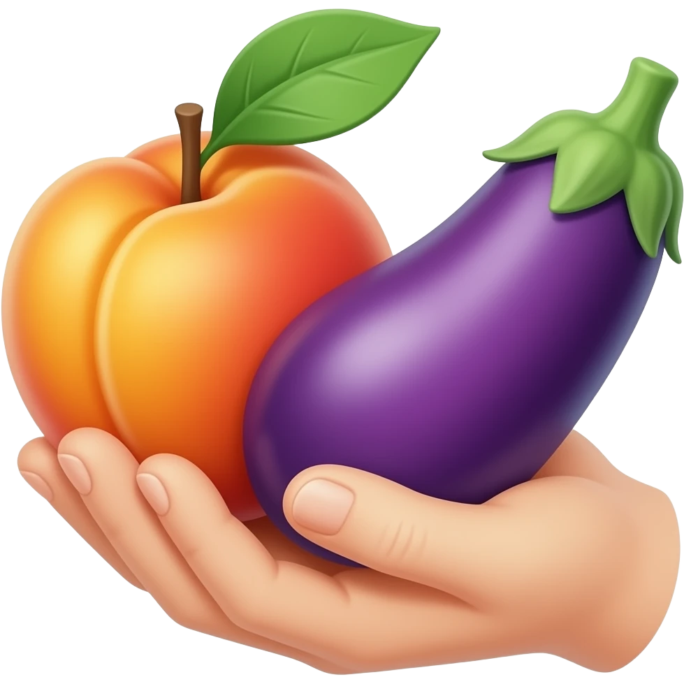 peach + hand + eggplant emoji