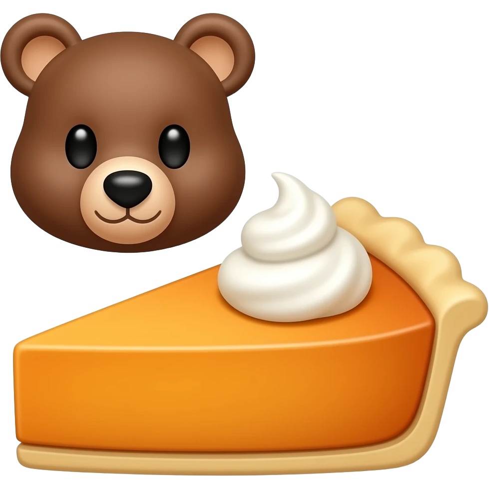 голова маленького медведя и кусок тыквенного пирога с кремом emoji