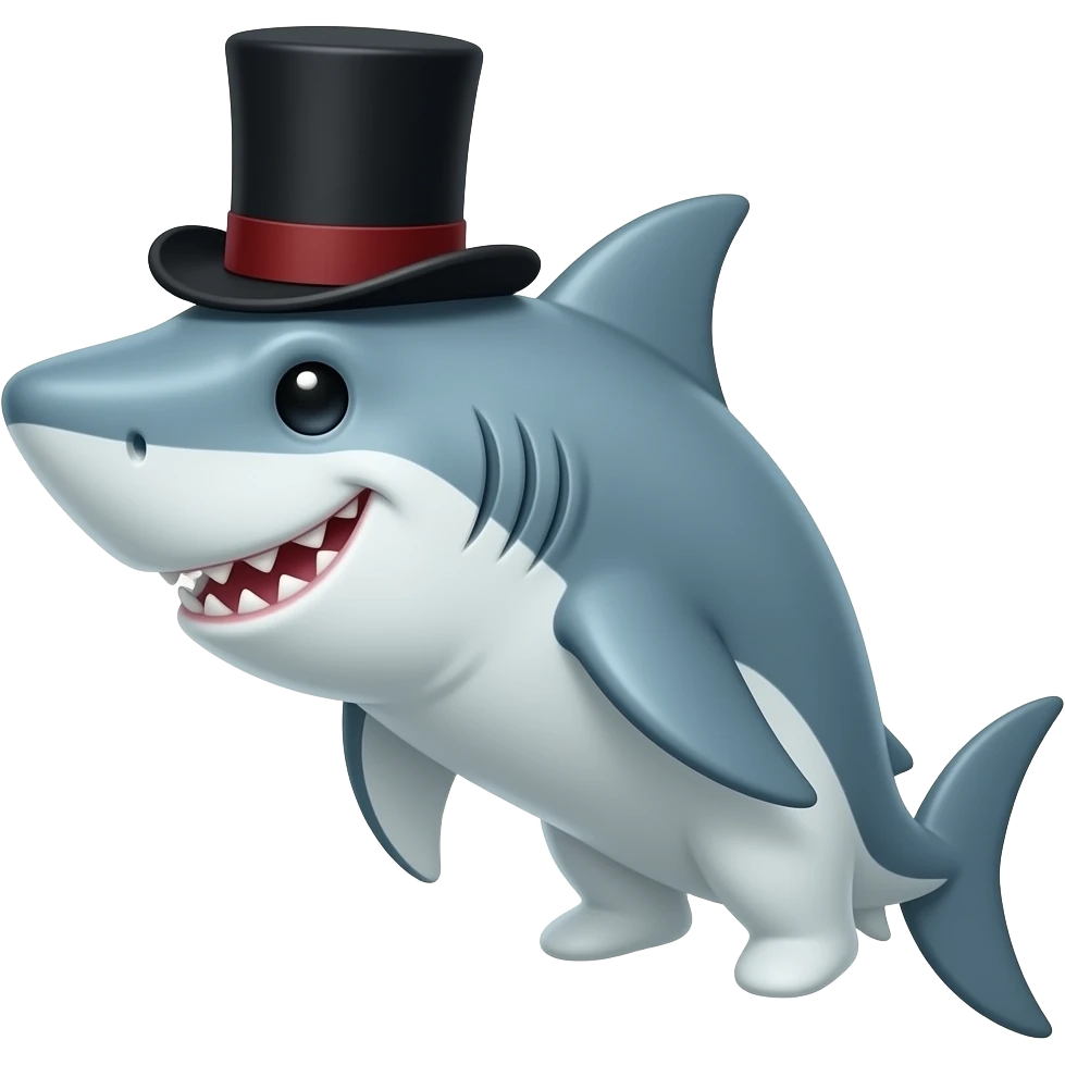 Shark with a top hat emoji