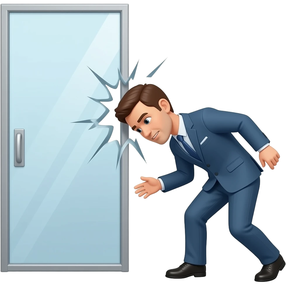 colisão de cabeza de pessoa com porta de vidro emoji