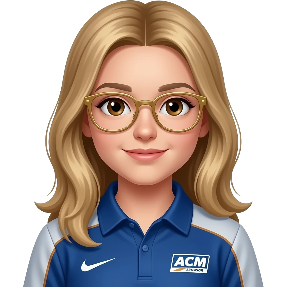È una femmina ha i capelli biondi e lunghi  ha gli occhi marroni e ha gli occhiali oro ha 12 anni e adora il ACM  metti uno sponsor alla maglietta emoji