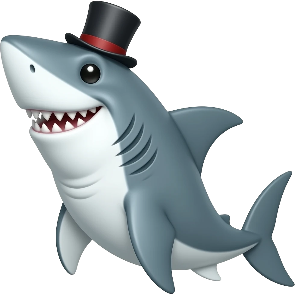 Shark with a top hat emoji