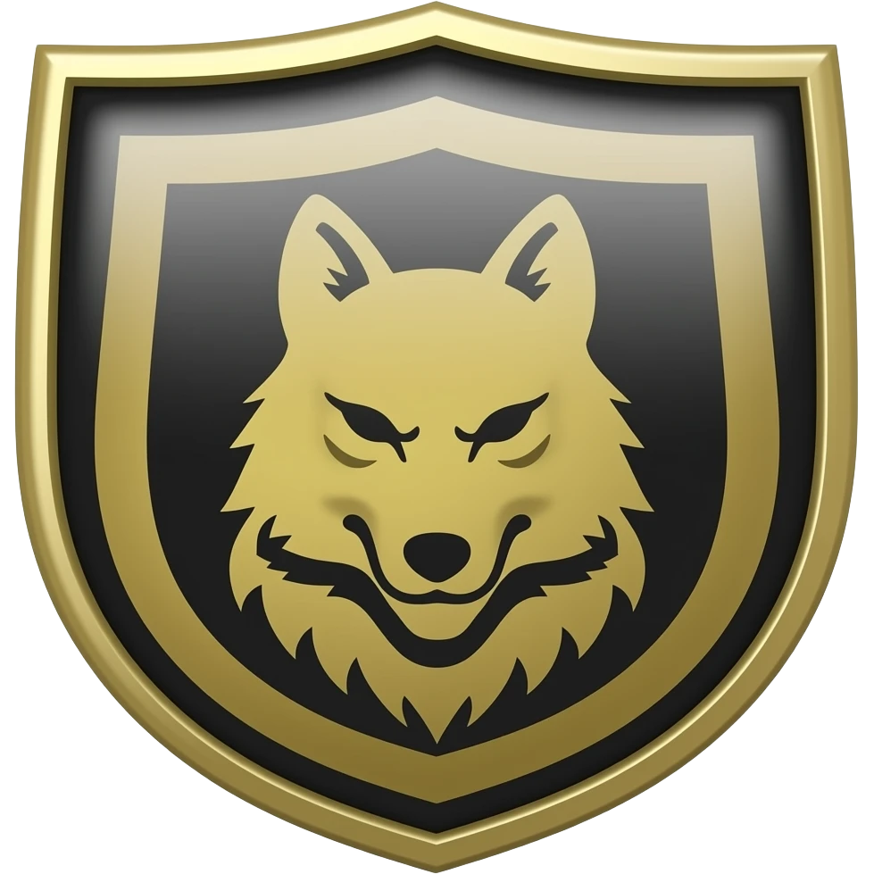 Black and gold crest badge without angry wolf in the middle emoji