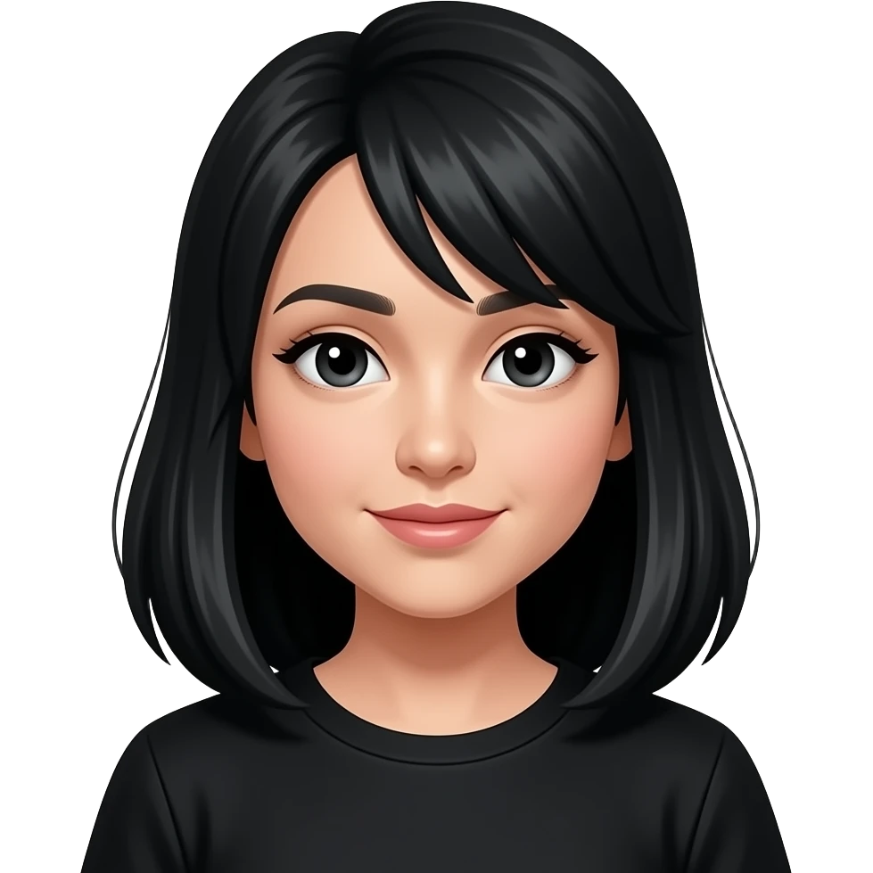 بنت شعراها اسود وسمرا وعينها اسود ولايبسة اسود emoji