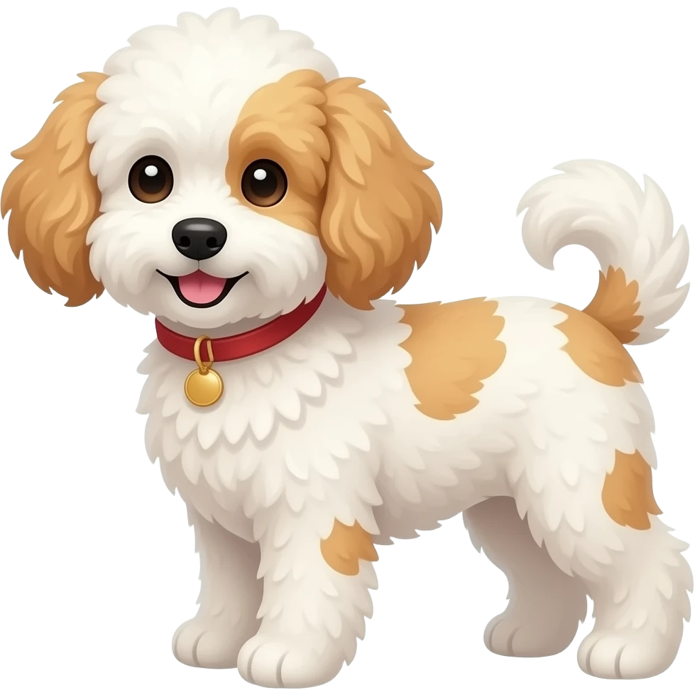White multipoo dog. Friends with golden doodle emoji